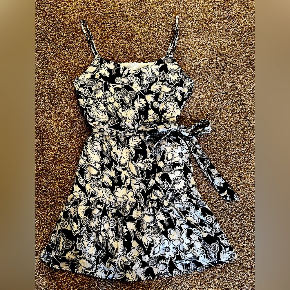 Floral Black and White Dress